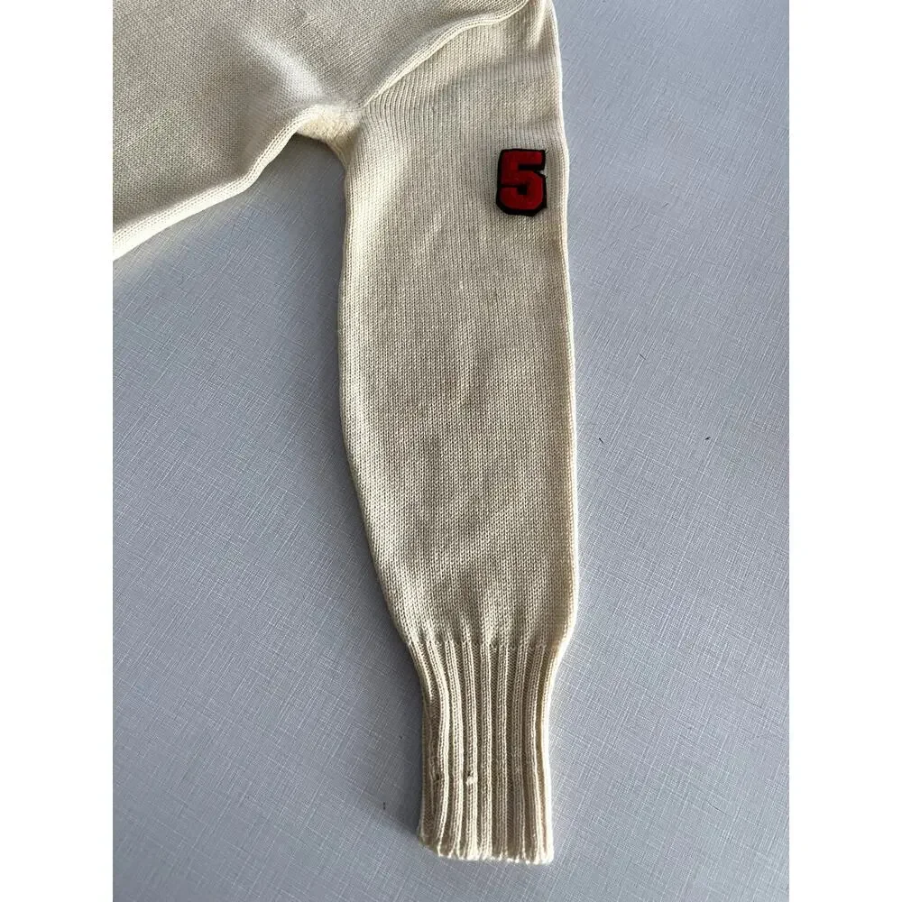 Sarby Sportswear Sz M Letterman Cardigan Sweater Cream Wool Vintage 1950's